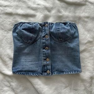 DENIM CROPPED TUBE TOP